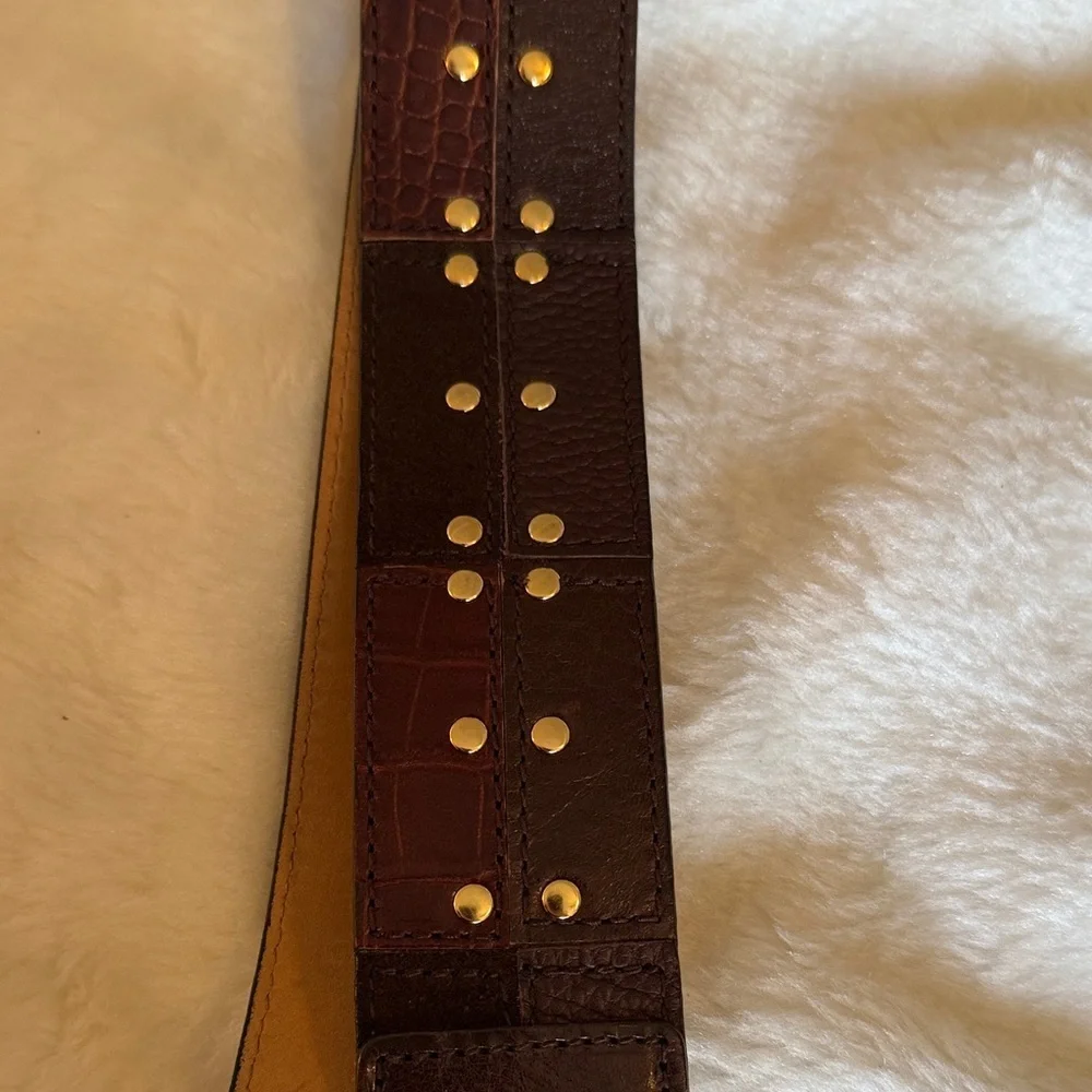 Michael Kors Studded Leather Belt - Brown Croc, Size S